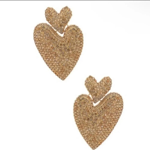 Champagne HEART CRYSTAL DROP EARRINGS - Picture 4 of 10